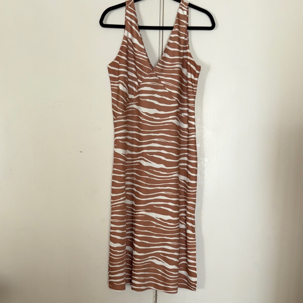 A New Day Brown and White Striped Midi Dress